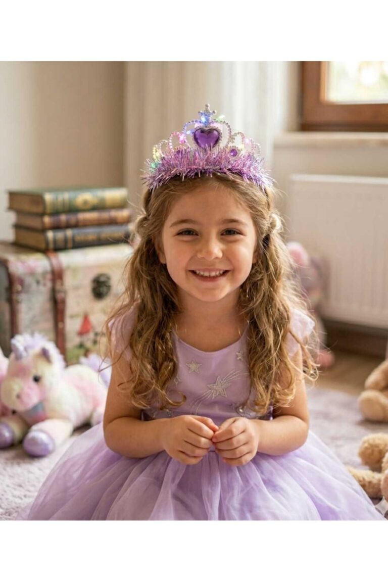 Kız Çocuk Bebek Boncuklu Taşlı Işıltılı Parıltılı Doğum Günü Prenses Işıklı Şık Taç