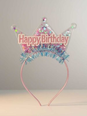 Alternative view of Kız Çocuk Pembe Parlak Işıltılı Pullu Happy Bırtday Kutlama Doğum Günü Tacı Taç