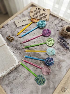 Karma Renkli Lolipop Örgü Anasınıfı İlkokul Kişisel Hediyelik Kurşun Kalem Seti(8 Adet)