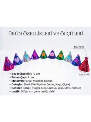 Alternative view of Doğum Günü Parti Kutlama Oyuncak Şapkası Parlak Simli Parti Şapkası 10 adet