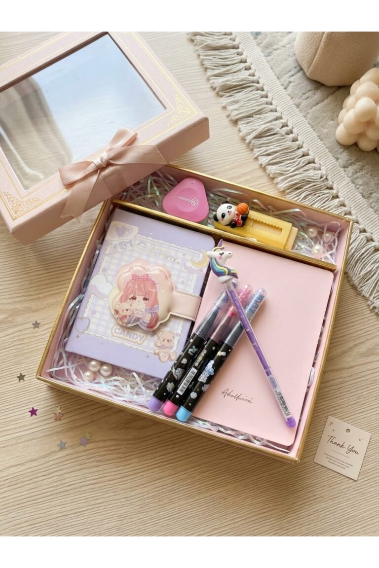 Kız Çocuk Pastel Renkler Mor Hatıra Defteri Günlük Not Fosforlu Kalem Çoklu Kalem Doğum Günü Okul Karne Hediye Seti