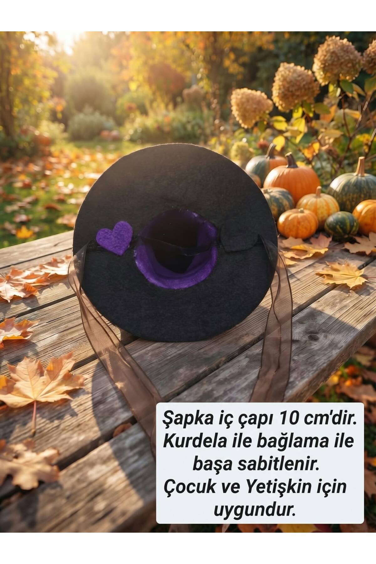 Mor Siyah Keçe Özel Tasarım Tohum Kurdela Detaylı Kutlama Kostüm Doğum Günü Cadılar Bayramı Etkinlik Aksesuar Dekoratif Yılbaşı Halloween Cadı Şapkası(1 Adet) - Görsel 4