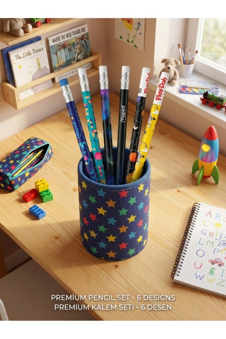 Renkli Desenli Çok Renkli Hediye Okul Figürlü Kurşun Kalem Uçlu Kalem Seti