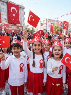Alternative view of Resmi Bayramlar Etkinlik Bayrak 29 Ekim 23 Nisan Türk Bayrağı Kutlama Çocuk Karton Taç Şapka