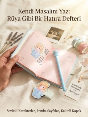 Alternative view of Kız Çocuk Pastel Renkler Turkuaz Pembe Hatıra Defteri Günlük Not Fosforlu Kalem Çoklu Kalem Doğum Günü Okul Karne Hediye Seti